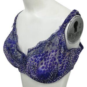 Fantasie Underwire Unlined Lace Animal Print Bra Size 38DD Adjustable Leopard